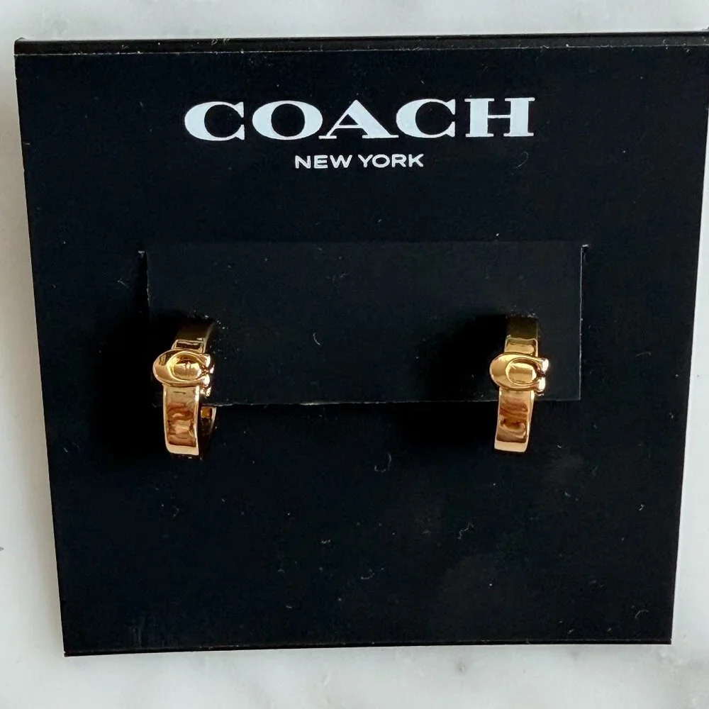 Coach Signature C Huggie Hoop Earrings - New - Picture 5 of 7